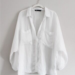 Zara Crisp White Oversized Shirt